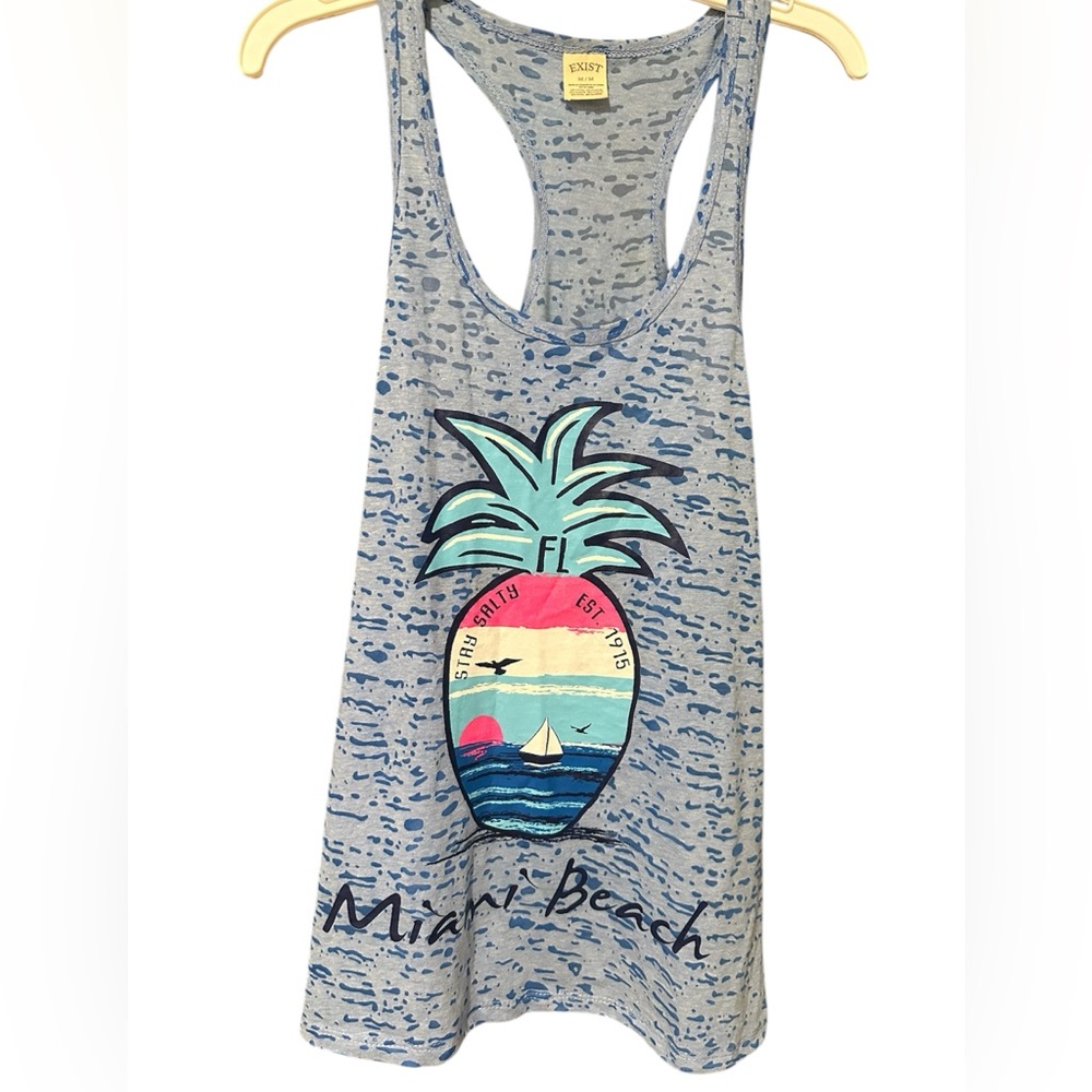 EXIST Miami Beach Pineapple Tank – Blue Graphic – Women’s Medium